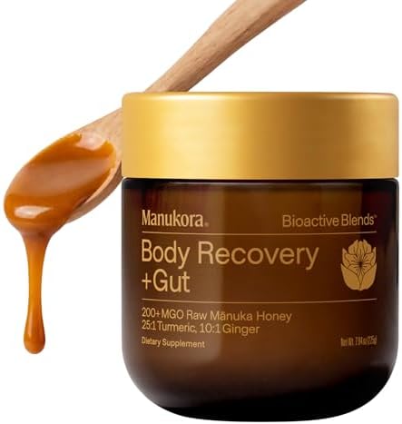 Manukora Body Recovery + Gut, Turmeric & Ginger, Raw Manuka Honey, 225g by Manukora-HoneywithSuperpowers