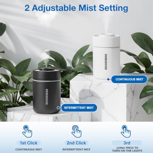 USB Mini Humidifier, Small Portable Desk Humidifier Cool Mist Personal Desktop Humidifiers for Cooling Home Office Car Travel Indoor (180ml, Black) - Image 5