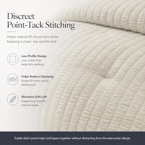 CozyLux California King Comforter Set, Oatmeal Seersucker Bed in a Bag - Image 4