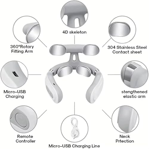 Ayland Vitality Magic Pro 2.0 Neck Massager, Portable Neck Relaxation Device, 4-Head Portable Neck Massage with 6 Vibration Modes & 15 Intensity Levels, Ergonomic Design Promote Muscle Relaxation - Image 7