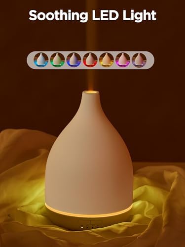 InnoGear 300ml Ceramic Essential Oil Diffuser, Diffusers for Home, White - Image 5