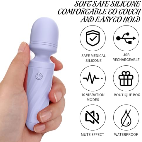 Mini Massager Wand-Waterproof,10 Vibration(Gray Purple) - Image 6