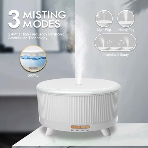 Diffusers for Essential Oils Large Room, 500ml Aromatherapy Diffuser Cool Mist Humidifier with Remote Control,7 Colors Lights & 3 Mist Mode Waterless Auto Off for Women Office Home W - Image 3