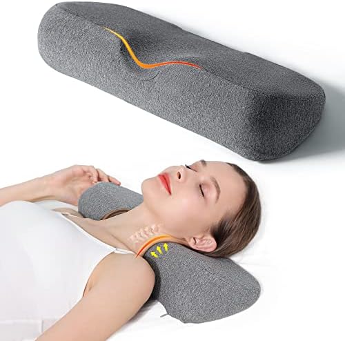 Cervical Neck Pillows for Pain Relief Sleeping, Memory Foam Neck Bolster Support Pillow and Shoulder Relaxer for Stiff Pain Relief, Neck Support Pillow Bed Neck Roll Pillow(Dark Gray) by Cozyhealth