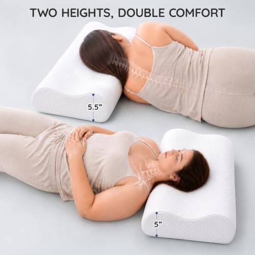 AM AEROMAX 32" King Contour Memory Foam Pillow for Neck Pain Relief, White - Image 3