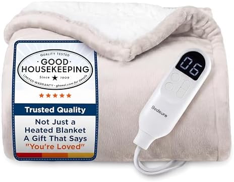 Bedsure Heated Blanket Throw, Soft Electric Blanket with Preheat, Cream by Unknown