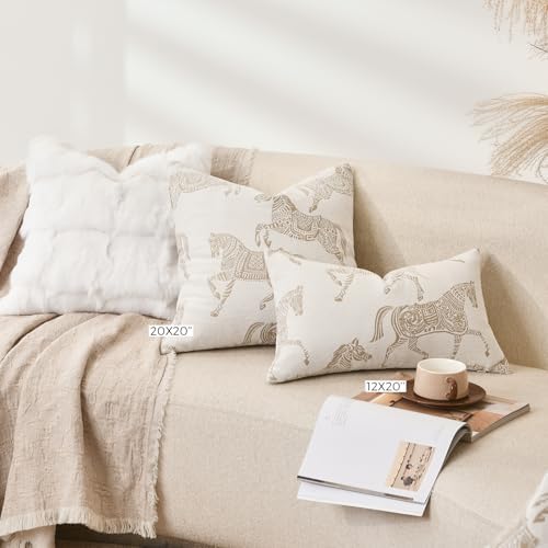 Lumbar Pillow Covers 12x20 inches, Double Sided Horse Pattern Chenille Jacquard Embroidered Decorative Throw Pillows Cover, Luxury Couch Cushion Cover for Bed Sofa Living Room Bedroom - Image 5