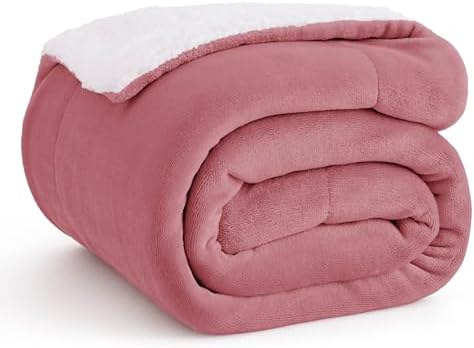 Bedsure GentleSoft Sherpa Fleece Throw Blanket for Couch, Non-Heated, Thick and Warm Throw for Girls and Women, Soft Fuzzy Plush Blanket for Winter, Dusty Rose, 50x60 Inches by Unknown