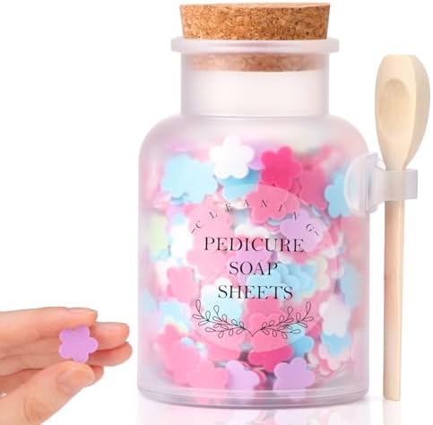 DOSTATNI Pedicure Soap Flowers Pedicure Foot Spa Tablets 10 Oz Plastic Bath Salts Jar Foot Soak Flower Paper Soap Sheet Softens Skin Botanicals Lavender Essential Oil Fast Dissolving Supplies by DOSTATNI