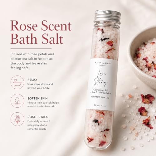 Natural Amor Handmade Spa Gifts for Women, Relaxing 5pcs Spa Gift Set for Women Including Citrus Handmade Soap Bar, Soy Candle, Bath Salt, Bath Bomb - Image 4