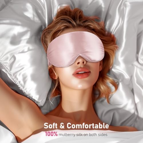 LitBear 100% 22 Momme Mulberry Silk Sleep Mask - 3D Contoured, Light Pink - Image 3