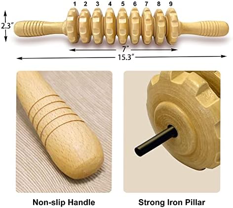 2Pcs Wood Massage Roller Stick for Muscle Relief & Cellulite Reduction - Image 2