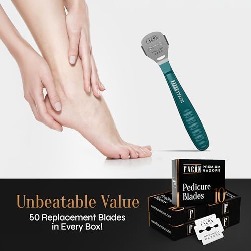 Facón Professional Callus Shaver Remover with 50 Blades, Pedicure Razor for Feet & Hands, Foot Razor for Callus Removal, Callus Blade Remover, Corn Shaver, Surgical Grade Premium Stainless Steel Tool - Image 5