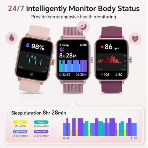 Smart Watches for Women (Calls/SMS/Reminders), 1.85" HD Alexa Smart Watch for Android Phones & iphone Compatible, 120+ Sport Modes Fitness Watch, Heart Rate/SpO2/Sleep Tracker, 3ATM Fitness Trackers - Image 4