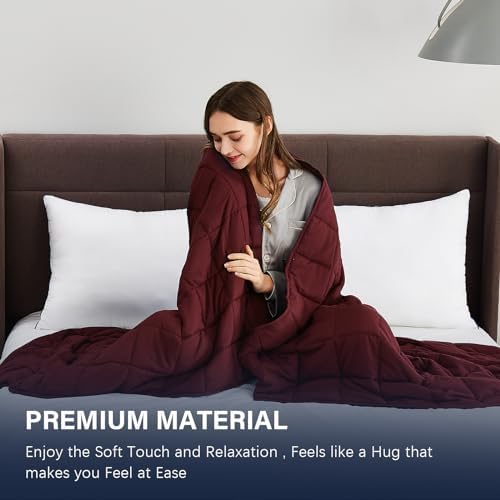 CuteKing Weighted Blanket for Adults: Weighted Blanket with Premium Glass Beads - Breathable Heavy Blanket for Comfort Sleep - Thick Blanket for Adult All Season (15lbs, 60"x80", Claret Red) - Image 2