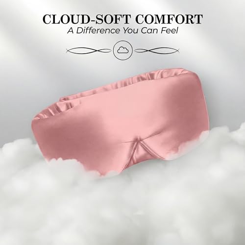 SLEEP SANCTUARY 100% Pure Mulberry Silk Sleep Mask - 22 Momme Light Blocking Hook & Loop Silk Eye Mask for Sleeping - Secure Fit for Side Sleepers, Women & Men - Cloud Soft (Pink) - Image 4