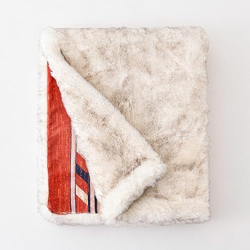 Luxury Plush Faux Fur Throw Blanket with Aztec Pattern, Super Warm, Fuzzy, Elegant, Fluffy Decoration Blanket for Couch, Armchair, Sofa and Bed, 50''x 60'', Red - Image 4