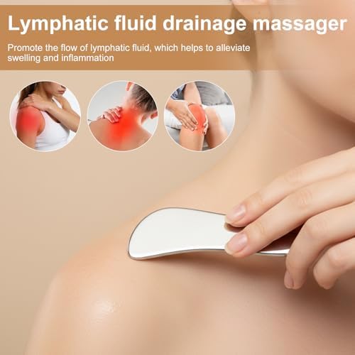 Metal Massage kit, Trigger Point Massage Tool + Gua Sha Muscle Scraper for Deep Tissue Massager, Lymphatic Drainage Massager Fascia Release Tools for Neck, Shoulder, Back, Face(Silver) - Image 5