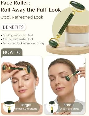 Rena Chris Gua Sha and Face Roller Set: Face Skin Care Tools with Facial Cleansing Brush, 2 Silicone Scrubber Pads & Face Sponge, Travel Bag, Self Care Gift - Image 6