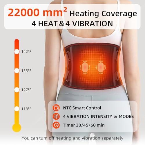Cordless Heating Massage Belt for Lower Back Soothe Discomfort - 5000mAh Adjustable Heat Therapy Wrap with 4 Vibration Modes - Portable Heating Pad for Muscle Relaxation, Ideal Gift for Men & Women - Image 2