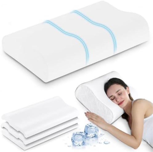 Elviros Cooling Memory Foam Neck Pillow Cervical Bed Pillow by Elviros