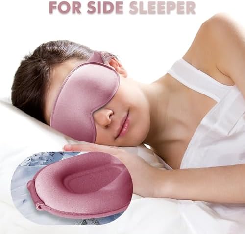 Sleep Mask for Men and Women, 3D Blackout Eye Mask for Side Sleepers, Rose - Image 3