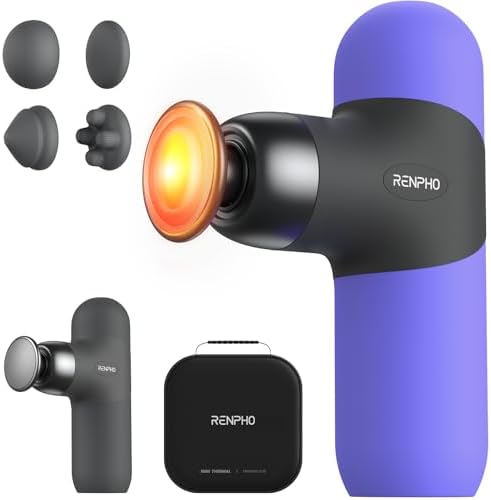 RENPHO Mini Thermal Massage Gun with Heat, Color Silicone Casing, 4 Speeds by RENPHO