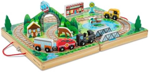 Melissa & Doug Take-Along Railroad Tabletop Playset with Wooden Train Toys, Animals & Scenery Play Pieces, Preschool Learning Toys for Girls & Boys 3+ - FSC Certified by Unknown