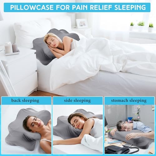 Hahafelt Cooling Cervical Neck Pillowcase,Dark Gray,Queen Size - Image 3