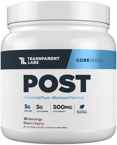 Transparent Labs Post - Post-Workout Recovery Muscle Builder with L-Glutamine, Beta-Alanine and BetaPure Betaine Anhydrous for Muscle Recovery and Muscle Building - 30 Servings, Black Cherry by TransparentLabs