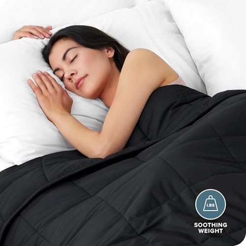Bare Home Cotton Weighted Blanket (Black, 80"x87" 30lbs) - Image 2
