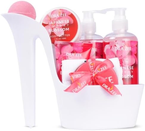 Draizee Heel Shoe Spa Gift Basket for Women, 8 Pc Cherry Blossom Scented by Draizee