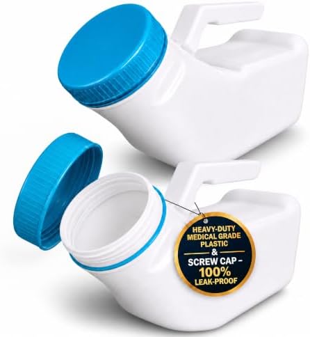 MedVance 1000mL Premium Urinals for Men Spill Proof Glow in Dark Lid 2 Pack by Medvance