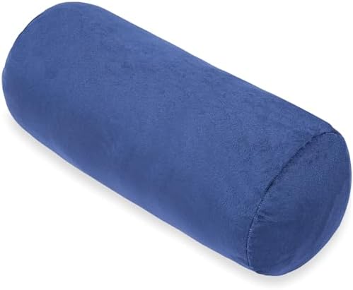 1 MIDDLE ONE Bolster Pillow with Removable Velvet Cover, Round Cylinder Neck Roll Pillow for Head, Back, Leg Support, Decorative Bed and Couch Pillow 16 x 6 Inches (Blue) by 1MIDDLEONE