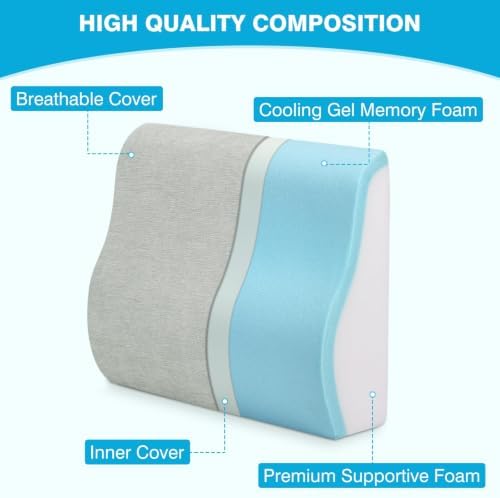 Lumbar Support Pillow for Recliner & Back Pillow for Couch, Dual Layer Memory Foam Back Support for Deep Recliner Chair for Senior Citizen to Sit Up Straight Light Grey - Image 2