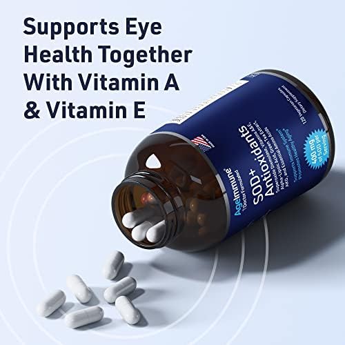 SOD Antioxidants Complex Healthy Aging Supplement - 400mg of Superoxide Dismutase - Alpha Lipoic Acid - Green Tea Extract - L-Arginine - Lysine - AKG - Vitamins A and E for Immune Support-120 Capsules - Image 6