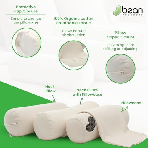 Bean Products Natural Organic Cotton Buckwheat Neck Roll & Case 6"Dia x 16" - Image 4