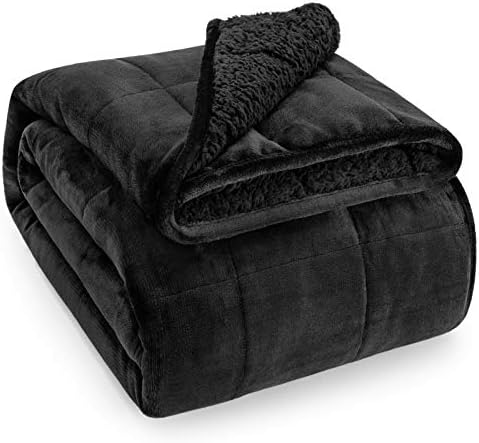 Wemore Sherpa Fleece Weighted Blanket for Adult 10 lbs Twin 48"x72" Black by WemoreDirect