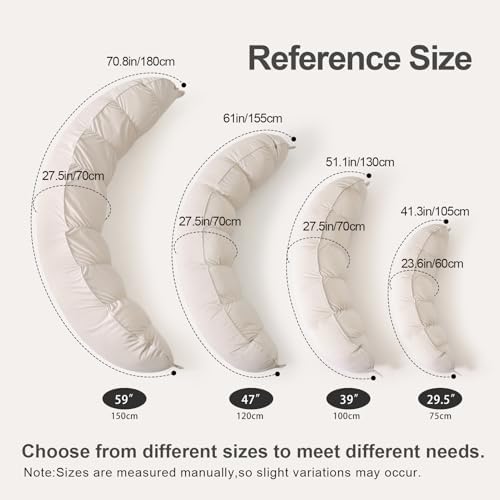 Peallow(Pat. Pend) – Long Round Body Pillow for Adults, Bolster Pillow for Sleeping, Soft and Supportive Pillow for Sleeping & Lumbar Support (Misty White, 29.5") - Image 2