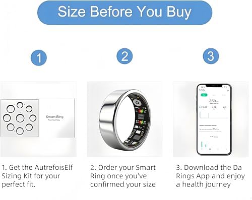 Smart Ring Gen 3 for Women Men, IP68 Waterproof Health Tracker Silver,8 - Image 2