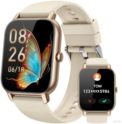 Smart Watches for Men Women, Fitness Tracker with Activity Counter/Sleep Monitor, IP68 Waterproof Smart Watch for Android iPhone iOS Compatible (Champagne Gold, 1.83) by Unknown