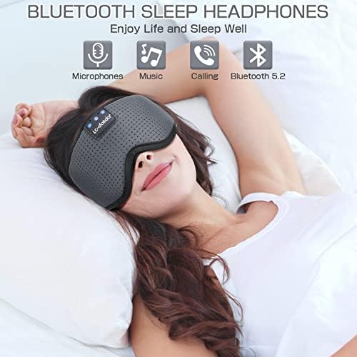 LC-dolida Sleep Headphones, Sleep Mask Bluetooth Wireless Music Eye Mask, Sleeping Headphones for Side Sleepers Sleep Mask with Bluetooth Headphones Ultra-Thin Stereo Speakers Perfect for Sleeping - Image 4