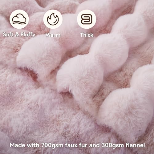 Anysay Faux Fur Throw Blanket, 1000GSM Fluffy Soft Bubble Blanket 80''*90'' - Image 2