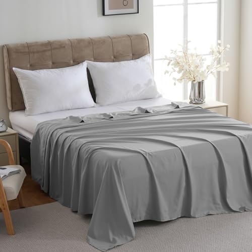 ZPECC Bulk Flat Sheets Only Queen Size 6 Pack, Easy Sort Top Bed Sheet by Color-Coded Label, Soft Durable Brushed Microfiber Fabric Hotel Airb&bs Essentials for Hosts, 90"x102", Light Gray - Image 2