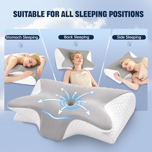 Cervical Neck Pillow for Pain Relief,Ergonomic Contour Memory Foam Pillows,Orthopedic Bed Pillow for Side Back Stomach Sleeper,Includes an Extra Pillowcase - Image 5