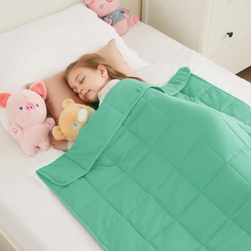Weighted Blanket - 7 lbs Green Heavy Blanket - Small Size Breathable Lap Blanket(41"x60", 7 lbs) by HOSUKKO