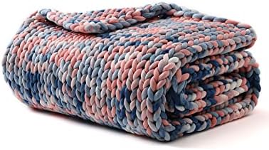 YnM Weighted Blanket, Handmade Chunky Knitted Design, Soft and Cozy, Temperature Regulating and Breathable, Machine Washable Throw for Sleep or Home Decor (Pink Sky Tie-Dyed, 80x87 Inch, 25lbs) by YNM