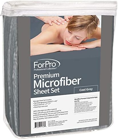 ForPro Premium Microfiber 3-Piece Massage Sheet Set, Cool Grey - Image 2
