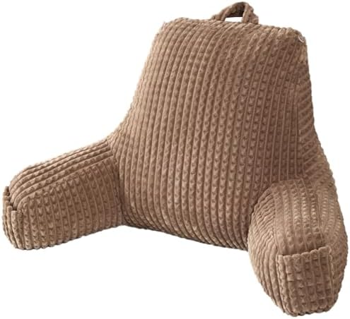 Reading Pillow with Arms for Bed,Compact Backrest for Teens,Khaki Flannel,M by Wervity