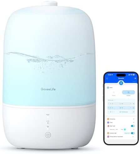 GoveeLife Smart Humidifiers for Bedroom, 3L Top Fill Cool Mist Humidifier by GoveeLife